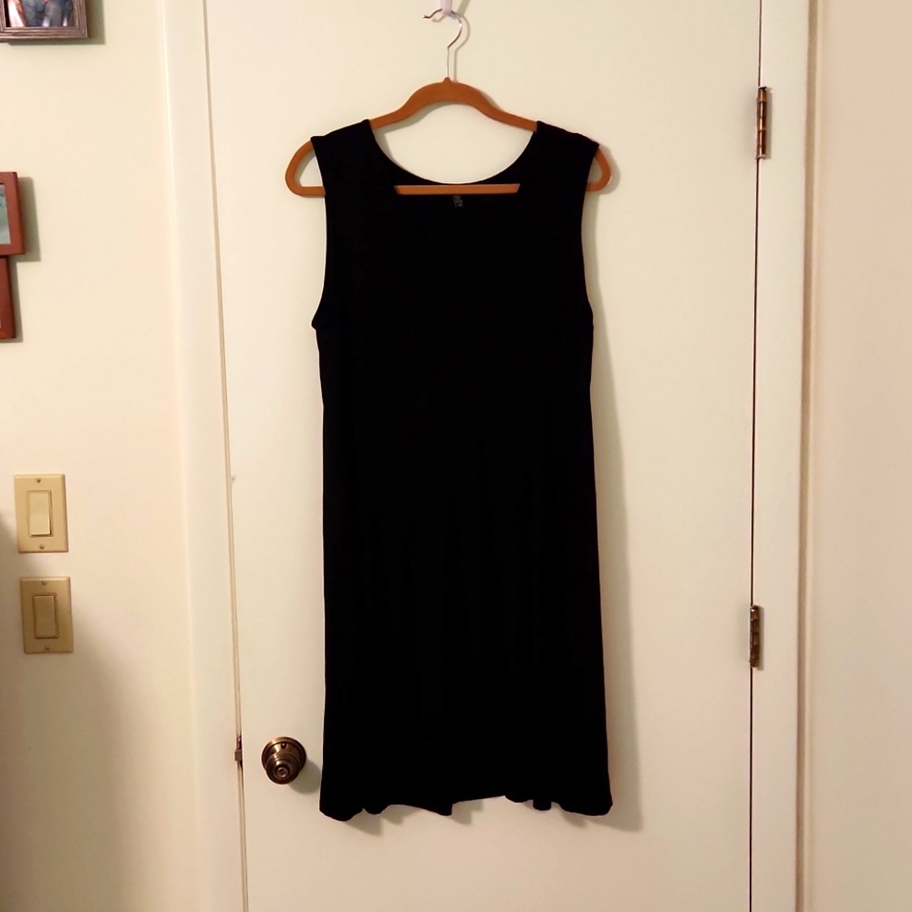 Eileen Fisher Sleeveless Black Tee Shirt Dress Size Large